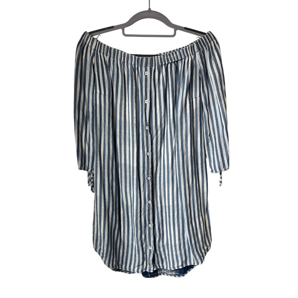 Cloth and Stone Stripped Off Shoulder Dress - XS